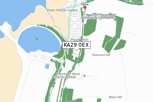 KA29 0EX map - small scale - OS Open Zoomstack (Ordnance Survey)