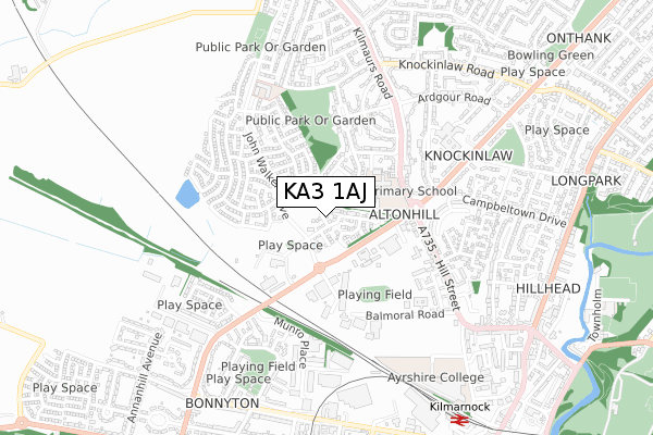 KA3 1AJ map - small scale - OS Open Zoomstack (Ordnance Survey) KA3 1AJ map - small scale - OS Open Zoomstack (Ordnance Survey)