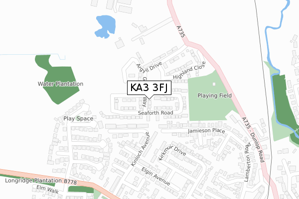 KA3 3FJ map - large scale - OS Open Zoomstack (Ordnance Survey)
