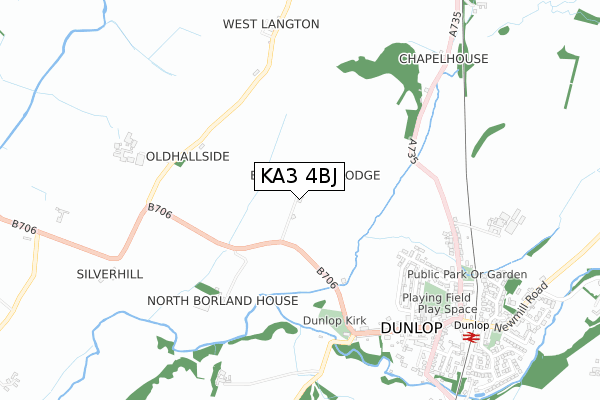 KA3 4BJ map - small scale - OS Open Zoomstack (Ordnance Survey)