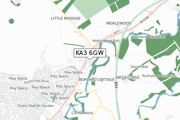 KA3 6GW map - small scale - OS Open Zoomstack (Ordnance Survey) KA3 6GW map - small scale - OS Open Zoomstack (Ordnance Survey)