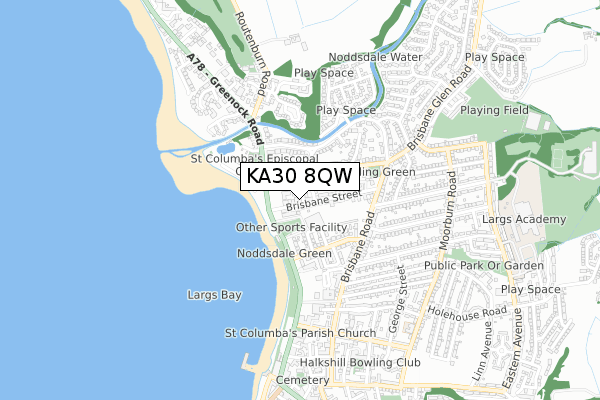 KA30 8QW map - small scale - OS Open Zoomstack (Ordnance Survey) KA30 8QW map - small scale - OS Open Zoomstack (Ordnance Survey)