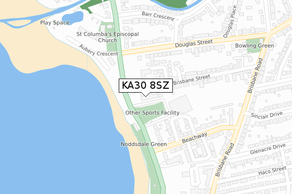 KA30 8SZ map - large scale - OS Open Zoomstack (Ordnance Survey)