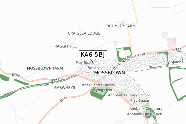 KA6 5BJ map - small scale - OS Open Zoomstack (Ordnance Survey)