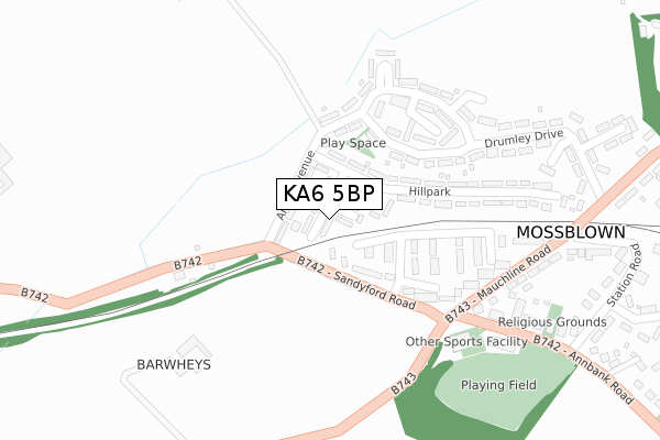 KA6 5BP map - large scale - OS Open Zoomstack (Ordnance Survey) KA6 5BP map - large scale - OS Open Zoomstack (Ordnance Survey)