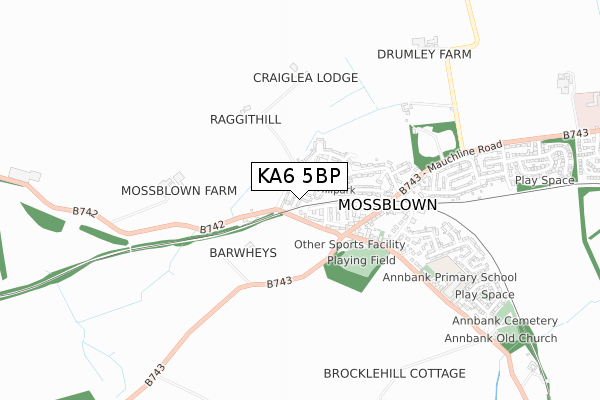 KA6 5BP map - small scale - OS Open Zoomstack (Ordnance Survey)