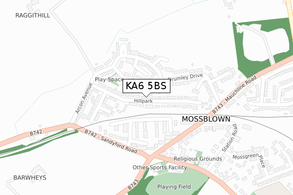 KA6 5BS map - large scale - OS Open Zoomstack (Ordnance Survey)