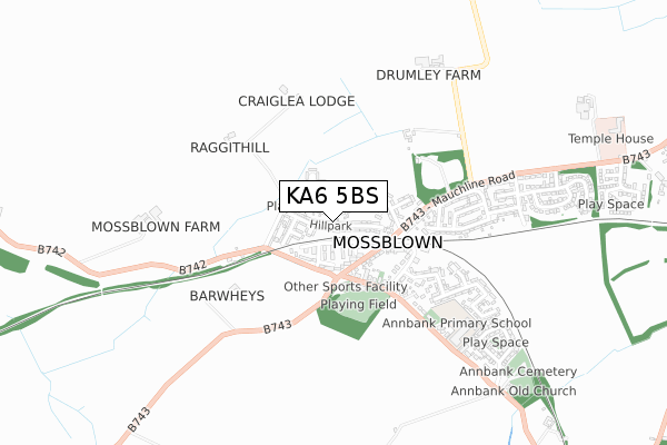 KA6 5BS map - small scale - OS Open Zoomstack (Ordnance Survey)