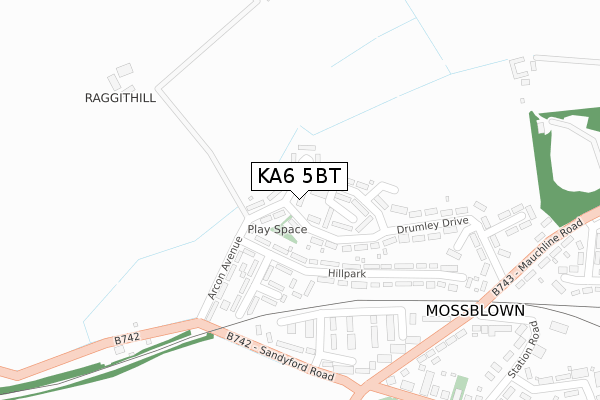 KA6 5BT map - large scale - OS Open Zoomstack (Ordnance Survey)
