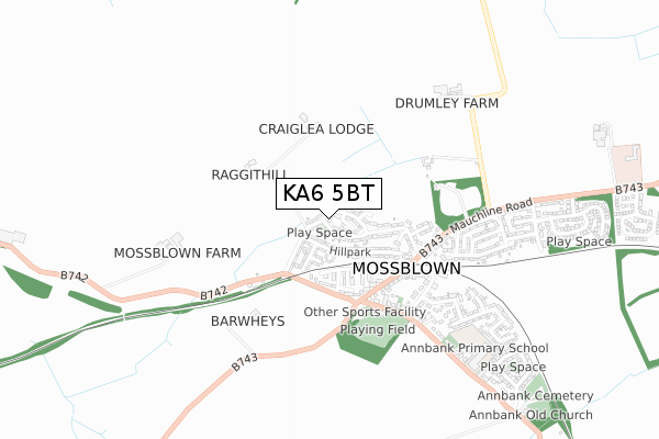 KA6 5BT map - small scale - OS Open Zoomstack (Ordnance Survey)