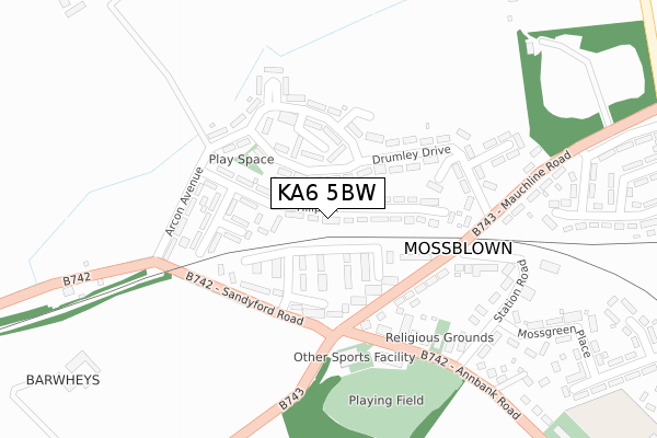 KA6 5BW map - large scale - OS Open Zoomstack (Ordnance Survey)