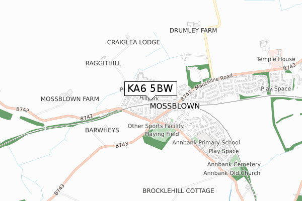 KA6 5BW map - small scale - OS Open Zoomstack (Ordnance Survey)