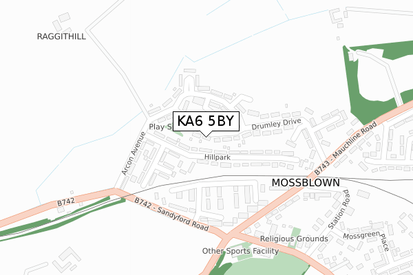 KA6 5BY map - large scale - OS Open Zoomstack (Ordnance Survey)