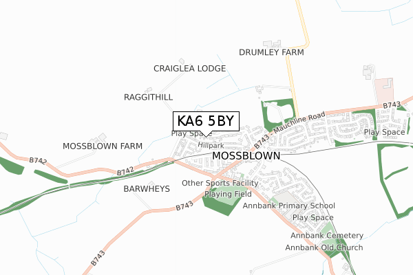 KA6 5BY map - small scale - OS Open Zoomstack (Ordnance Survey)