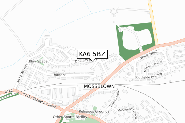 KA6 5BZ map - large scale - OS Open Zoomstack (Ordnance Survey)