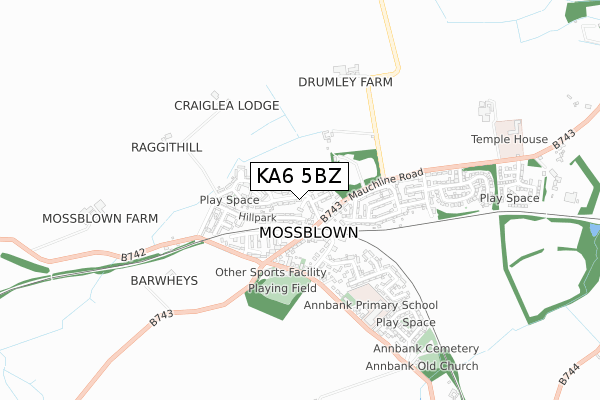 KA6 5BZ map - small scale - OS Open Zoomstack (Ordnance Survey)