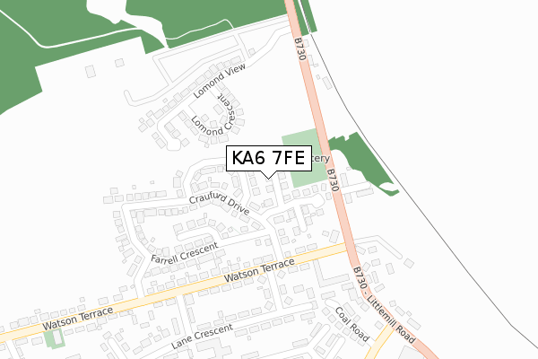 KA6 7FE map - large scale - OS Open Zoomstack (Ordnance Survey)