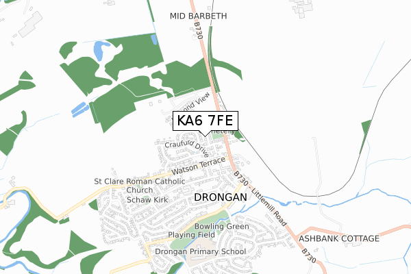 KA6 7FE map - small scale - OS Open Zoomstack (Ordnance Survey)