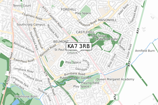 KA7 3RB map - small scale - OS Open Zoomstack (Ordnance Survey) KA7 3RB map - small scale - OS Open Zoomstack (Ordnance Survey)