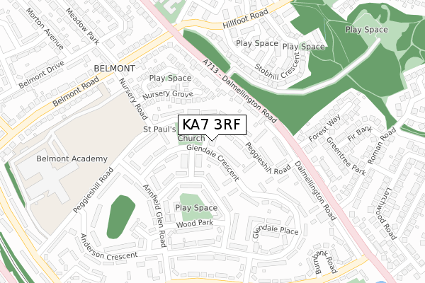 KA7 3RF map - large scale - OS Open Zoomstack (Ordnance Survey)