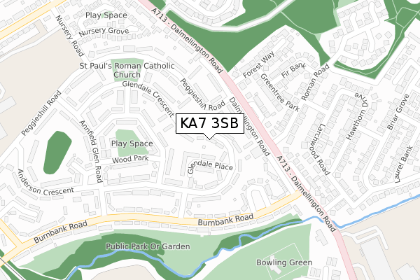 KA7 3SB map - large scale - OS Open Zoomstack (Ordnance Survey)