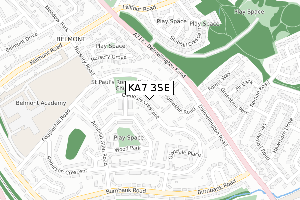 KA7 3SE map - large scale - OS Open Zoomstack (Ordnance Survey)