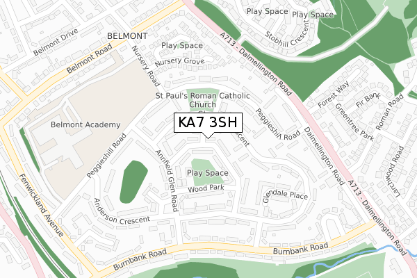 KA7 3SH map - large scale - OS Open Zoomstack (Ordnance Survey) KA7 3SH map - large scale - OS Open Zoomstack (Ordnance Survey)