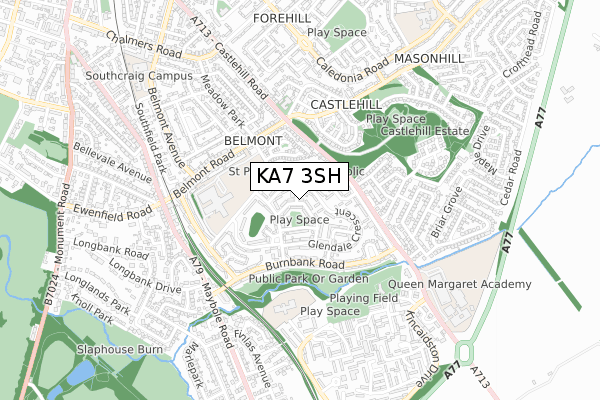 KA7 3SH map - small scale - OS Open Zoomstack (Ordnance Survey) KA7 3SH map - small scale - OS Open Zoomstack (Ordnance Survey)