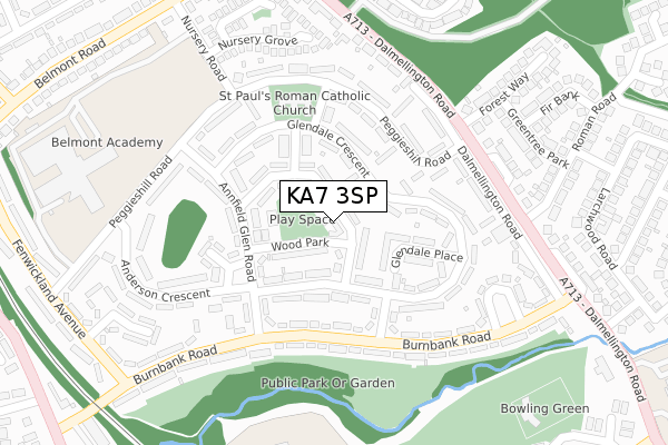 KA7 3SP map - large scale - OS Open Zoomstack (Ordnance Survey)