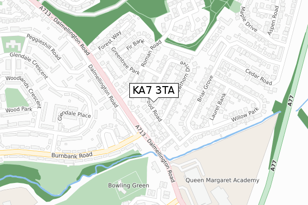 KA7 3TA map - large scale - OS Open Zoomstack (Ordnance Survey)