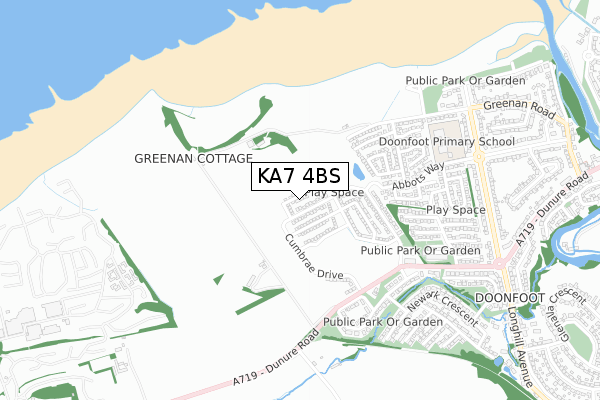 KA7 4BS map - small scale - OS Open Zoomstack (Ordnance Survey) KA7 4BS map - small scale - OS Open Zoomstack (Ordnance Survey)