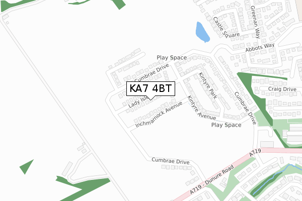 KA7 4BT map - large scale - OS Open Zoomstack (Ordnance Survey)
