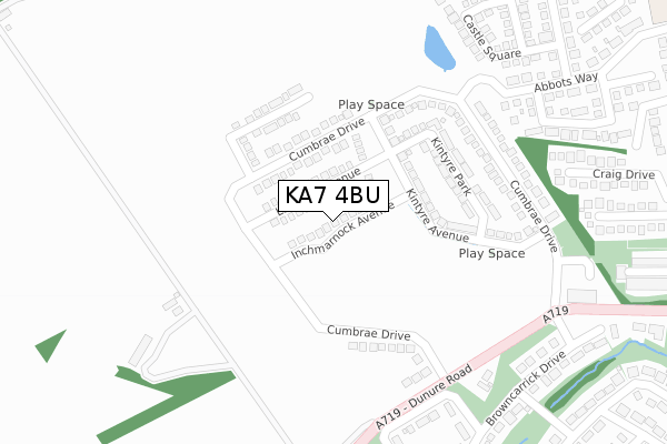 KA7 4BU map - large scale - OS Open Zoomstack (Ordnance Survey)