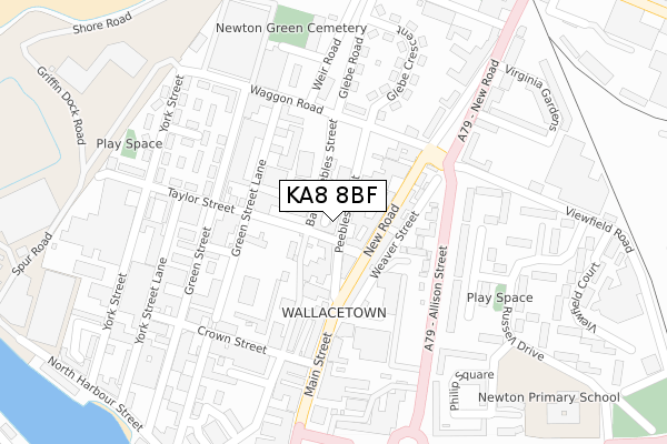 KA8 8BF map - large scale - OS Open Zoomstack (Ordnance Survey)