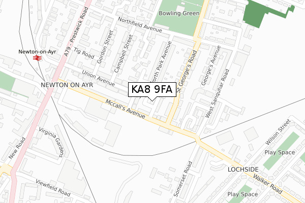 KA8 9FA map - large scale - OS Open Zoomstack (Ordnance Survey)