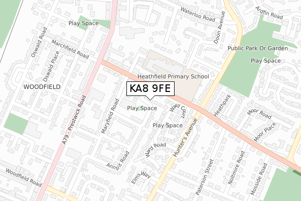 KA8 9FE map - large scale - OS Open Zoomstack (Ordnance Survey)