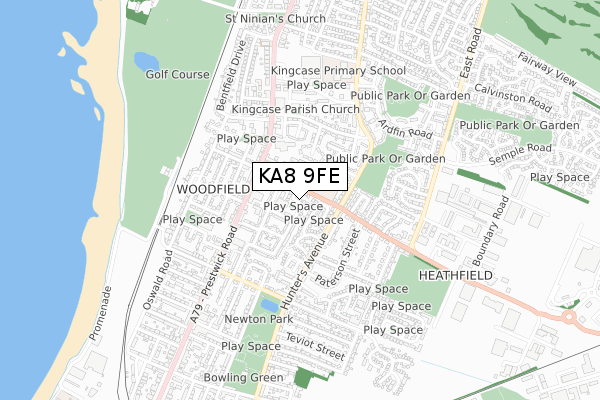 KA8 9FE map - small scale - OS Open Zoomstack (Ordnance Survey)