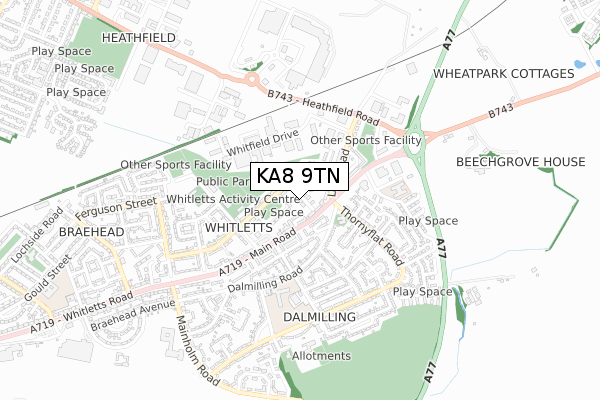 KA8 9TN map - small scale - OS Open Zoomstack (Ordnance Survey) KA8 9TN map - small scale - OS Open Zoomstack (Ordnance Survey)