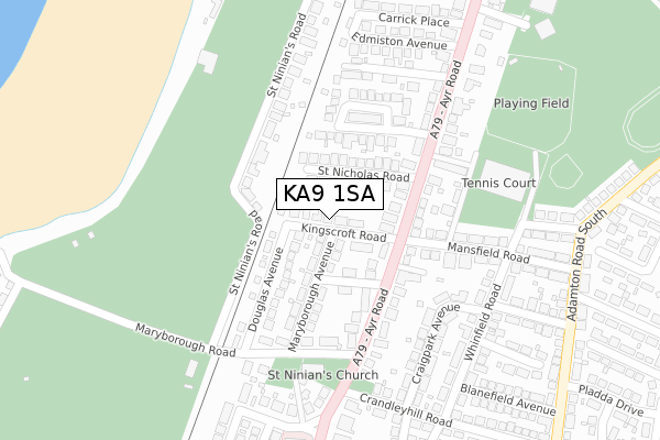 KA9 1SA map - large scale - OS Open Zoomstack (Ordnance Survey)