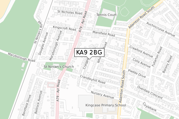 KA9 2BG map - large scale - OS Open Zoomstack (Ordnance Survey)