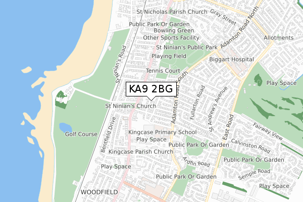 KA9 2BG map - small scale - OS Open Zoomstack (Ordnance Survey)