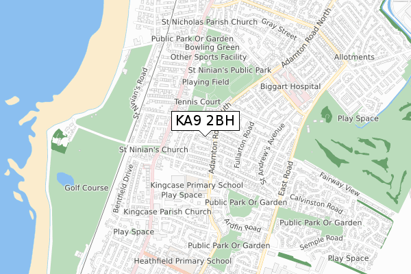 KA9 2BH map - small scale - OS Open Zoomstack (Ordnance Survey)