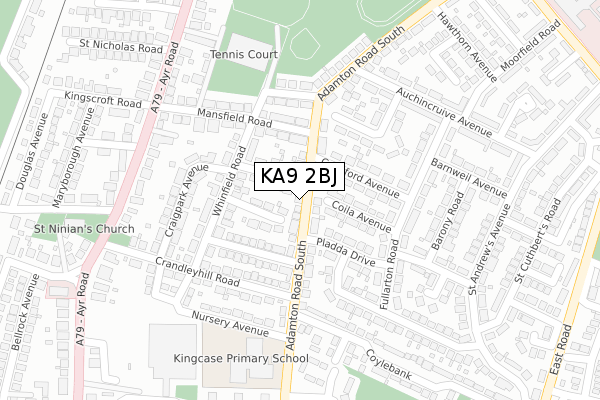 KA9 2BJ map - large scale - OS Open Zoomstack (Ordnance Survey)