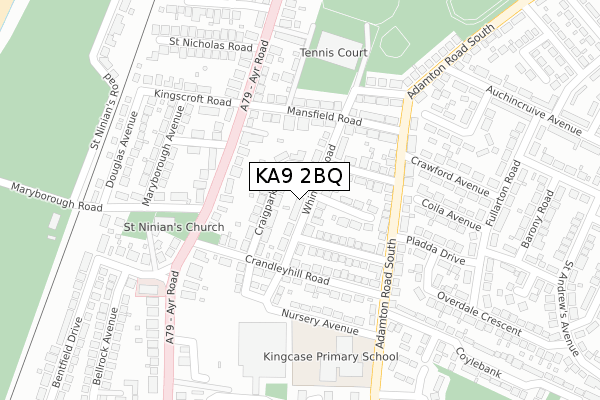 KA9 2BQ map - large scale - OS Open Zoomstack (Ordnance Survey)
