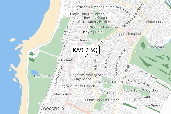 KA9 2BQ map - small scale - OS Open Zoomstack (Ordnance Survey)