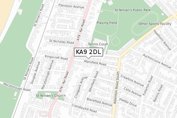 KA9 2DL map - large scale - OS Open Zoomstack (Ordnance Survey)