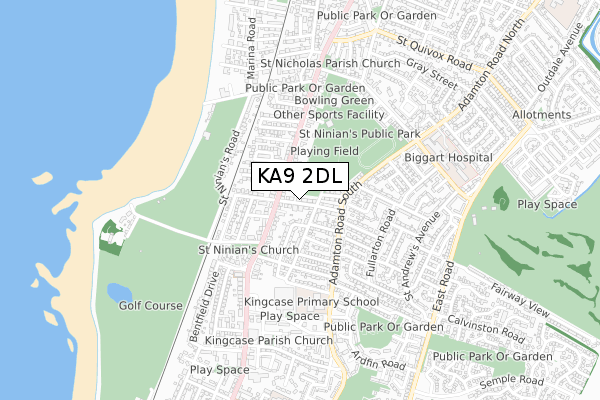 KA9 2DL map - small scale - OS Open Zoomstack (Ordnance Survey)