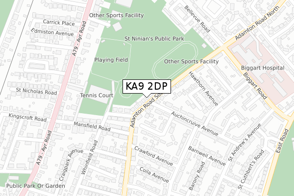 KA9 2DP map - large scale - OS Open Zoomstack (Ordnance Survey)