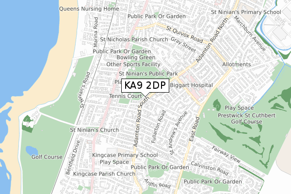 KA9 2DP map - small scale - OS Open Zoomstack (Ordnance Survey)