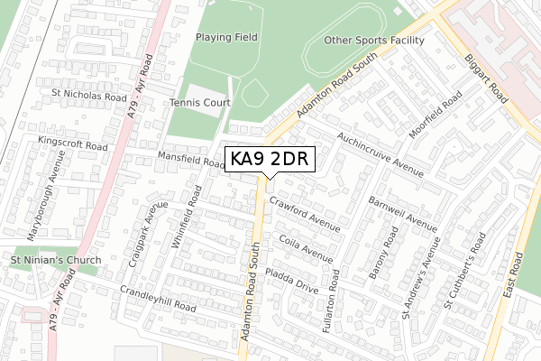 KA9 2DR map - large scale - OS Open Zoomstack (Ordnance Survey)